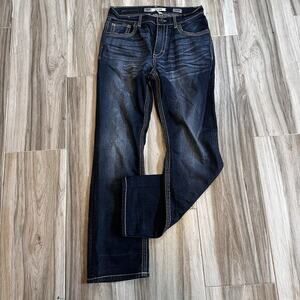 BKE Buckle Tyler Straight Leg Dark Wash Denim Mens Size 31x29.5 Distressed‎